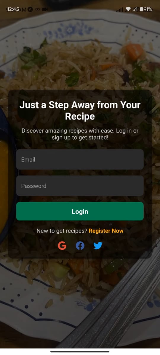 Easy Eats Mobile App - Main Screen